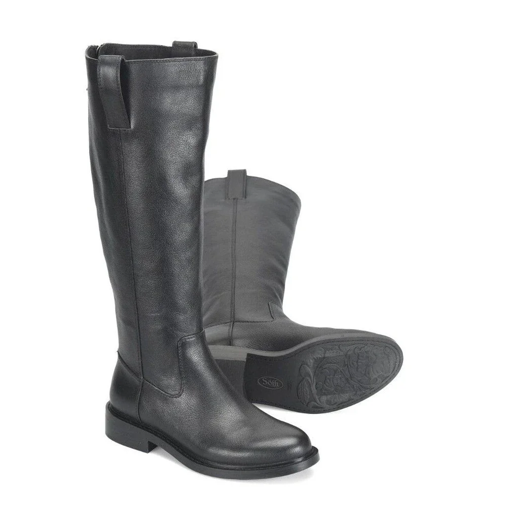 Womens Sofft Samantha III Black Leather Knee High Riding Boots Size 6 M NWOB